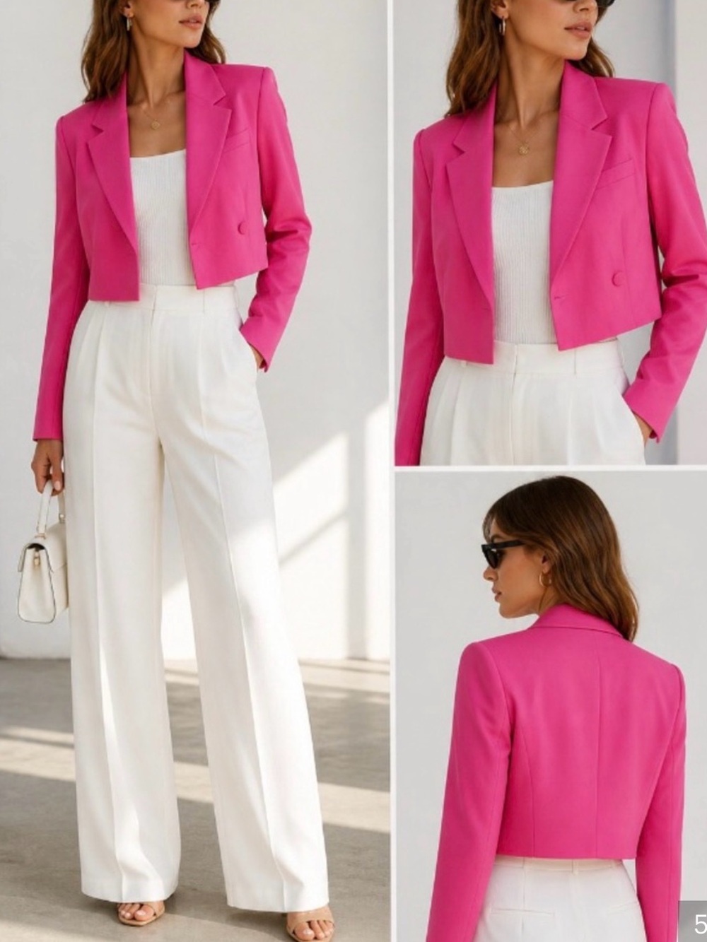 Avec Les Filles Hot Pink Cropped Blazer. (Mix39)